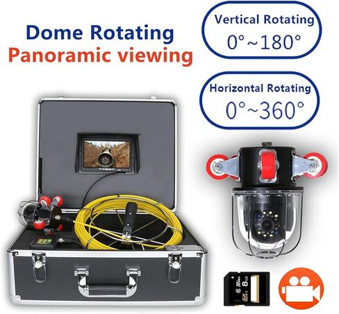 Borescope, Endoscope Camera 7 Inch 30M Pipe Inspection Video Camera Drain Sewer Pipeline Industrial Endoscope Support DVR Video Recording Rotating Camera Easy to Navigate in Saudi Arabia