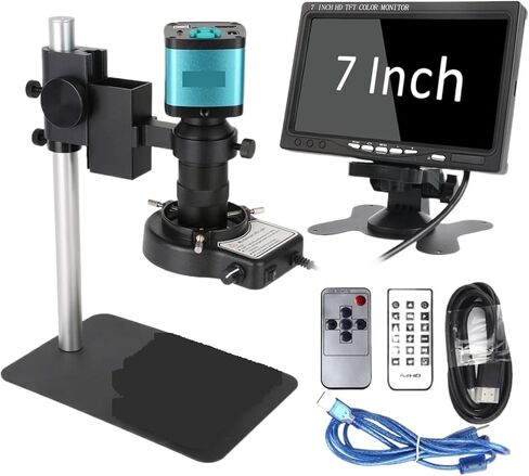 مجهر رقمي 48 ميجابكسل 4K للإلكترونيات شاشة 7 بوصة عالية الدقة USB HDMI مجهر لحام إصلاح هاتف مزود بكاميرا (مجموعة 48 ميجابكسل مع شاشة) in Kuwait