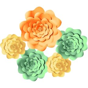 Wall Paper Flowers 3D Large Paper Flowers Decorations for DIY Wedding Bridal Shower Baby Girl Nursery Decor Kids Room Bedroom Flower Backdrop Party (Cream) in Kuwait