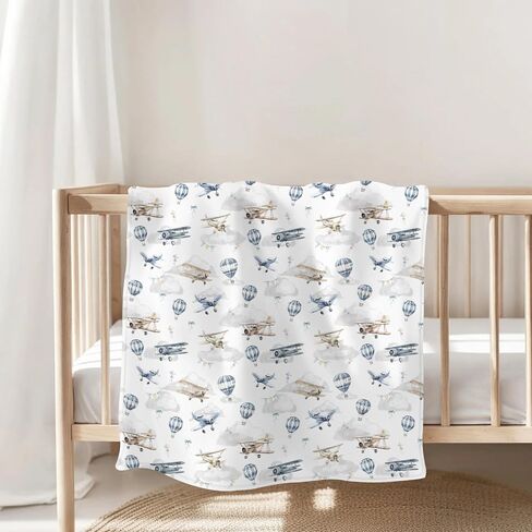 Vintage Planes Airplanes Helicopters Baby Blankets for Boy Girl Hot Air Balloon Plane Clouds Sky Soft Flannel Nursery Bed Blankets for Infant Toddler Crib Swaddle Receiving Blankets 30x40 in Saudi Arabia