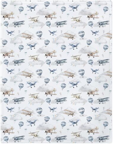 Vintage Planes Airplanes Helicopters Baby Blankets for Boy Girl Hot Air Balloon Plane Clouds Sky Soft Flannel Nursery Bed Blankets for Infant Toddler Crib Swaddle Receiving Blankets 30x40 in Saudi Arabia