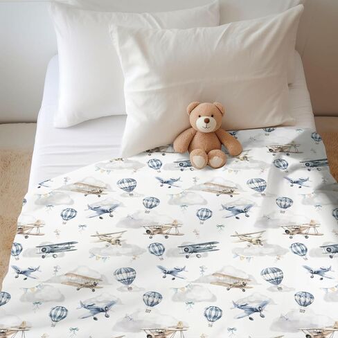 Vintage Planes Airplanes Helicopters Baby Blankets for Boy Girl Hot Air Balloon Plane Clouds Sky Soft Flannel Nursery Bed Blankets for Infant Toddler Crib Swaddle Receiving Blankets 30x40 in Saudi Arabia