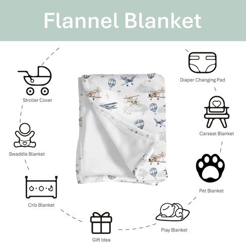Vintage Planes Airplanes Helicopters Baby Blankets for Boy Girl Hot Air Balloon Plane Clouds Sky Soft Flannel Nursery Bed Blankets for Infant Toddler Crib Swaddle Receiving Blankets 30x40 in Saudi Arabia