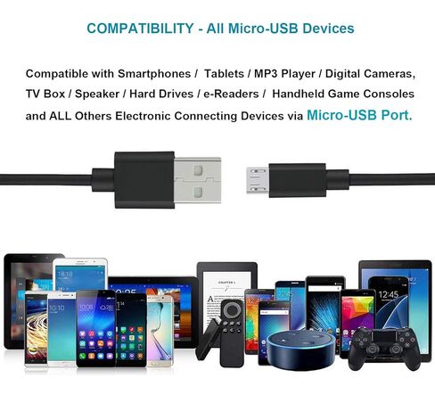 كابل Micro USB للكاميرا الرقمية بطول 6 أقدام من MaxLLTo، ومزامنة بيانات USB 2.0 وشحن سريع سلك كابل USB لكاميرا Sony NEX-F3 / NEX-3N / NEX-5T / NEX-6 / ILCE-QX1 in Saudi Arabia
