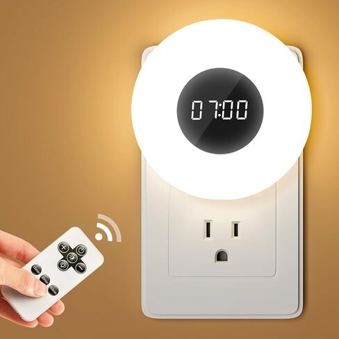 Kids Night Light Plug in with Clock, Dimmable+3 Light Colors+Remote Nightlight+Timing Light, 90 Lumen Toilet Lights Timer, Plug in Night Lights for Wall Socket, Night Lights Plug into Wall Kids in Saudi Arabia