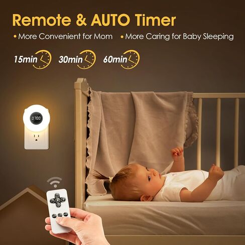 Kids Night Light Plug in with Clock, Dimmable+3 Light Colors+Remote Nightlight+Timing Light, 90 Lumen Toilet Lights Timer, Plug in Night Lights for Wall Socket, Night Lights Plug into Wall Kids in Saudi Arabia