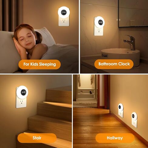 Kids Night Light Plug in with Clock, Dimmable+3 Light Colors+Remote Nightlight+Timing Light, 90 Lumen Toilet Lights Timer, Plug in Night Lights for Wall Socket, Night Lights Plug into Wall Kids in Saudi Arabia