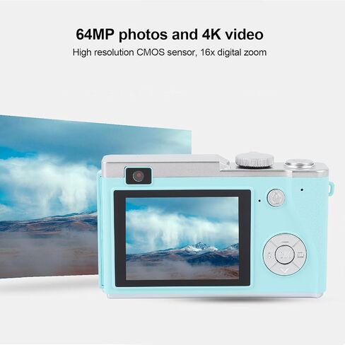 4K Digital Camera, 64MP Autofocus Vlog Camera, Point and Shoot Camera with 16x Digital Zoom, Campact Selfie Camera for Teens Beginners (32GB) in Saudi Arabia