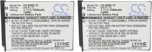 (2 حزمة) بطارية XSP لنيكون Coolpix AW100s Coolpix S1000pj Coolpix S6150 Coolpix S6200 Coolpix S630 Coolpix S6300 S8000 S8200 S9200 S9300 PN EN-EL12 in Kuwait