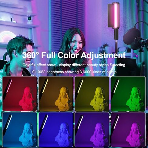 RGB Video Light Wand, 360Full Color Dimmable 1800K to 9000K CRI Over 95 Magnetic Handheld LED Photography Light Stick with Tripod Rechargeable for Video Recording in Saudi Arabia