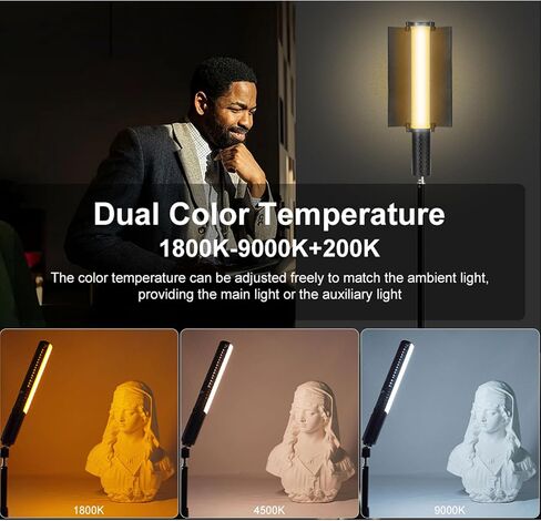 RGB Video Light Wand, 360Full Color Dimmable 1800K to 9000K CRI Over 95 Magnetic Handheld LED Photography Light Stick with Tripod Rechargeable for Video Recording in Saudi Arabia