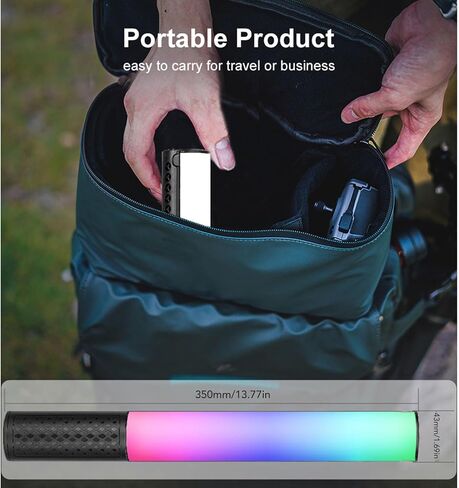 RGB Video Light Wand, 360Full Color Dimmable 1800K to 9000K CRI Over 95 Magnetic Handheld LED Photography Light Stick with Tripod Rechargeable for Video Recording in Saudi Arabia