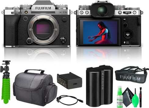 Fujifilm X-T5 Mirrorless Digital Camera Body Bundle with Greens Lens Cleaning Kit + 12 Inch Flexible Vlogging Tripod + Travel Camara Bag (Black) in Saudi Arabia