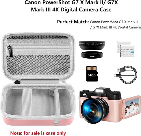 Leayjeen Digital Camera Case Compatible with 4K HD Digital Cameras 64MP, 16x Zoom Camera Portable Hard Case Includes Shoulder Strap and Mesh Storage Pocket(Blue)(Case Only) in Saudi Arabia