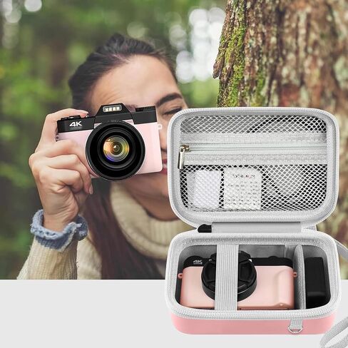 Leayjeen Digital Camera Case Compatible with 4K HD Digital Cameras 64MP, 16x Zoom Camera Portable Hard Case Includes Shoulder Strap and Mesh Storage Pocket(Blue)(Case Only) in Saudi Arabia