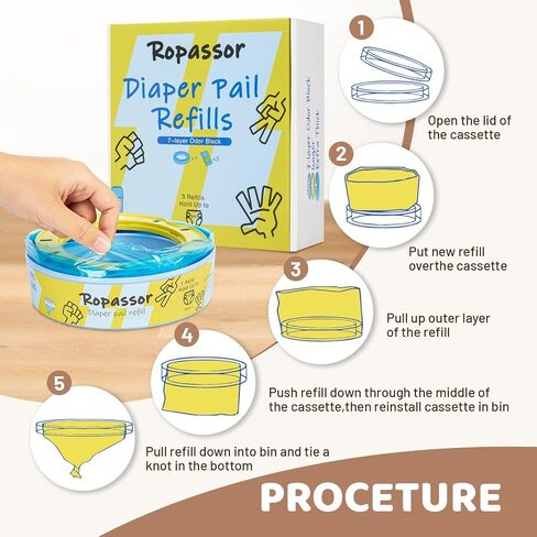 أكياس إعادة تعبئة سطل الحفاضات من أجل Genie Complete/Expressions & Munchkin Step حفاضات سطل (840 قطعة) 1 علبة + 3 عبوات، 7 طبقات ماصة للروائح، أكياس براز الحفاضات للاستعمال مرة واحدة، مستلزمات الأطفال in Saudi Arabia