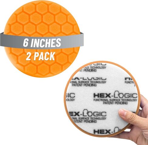 Chemical Guys Hex-Logic 5.5" Quantum Buffing Pad Orange (2 Pack) - Precision Cutting Pad for Swirls and Scratches - Works with Dual Action and Rotary Polishers for Paint Correction in Saudi Arabia