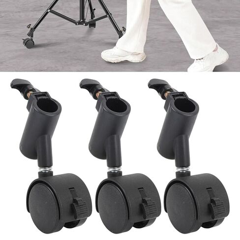 مجموعة عجلات حامل خفيفة مقاس 16 مم، 3 عجلات دوارة احترافية مجموعة عجلات حامل خفيفة مع فرامل لتسجيل فيديو الاستوديو in Kuwait