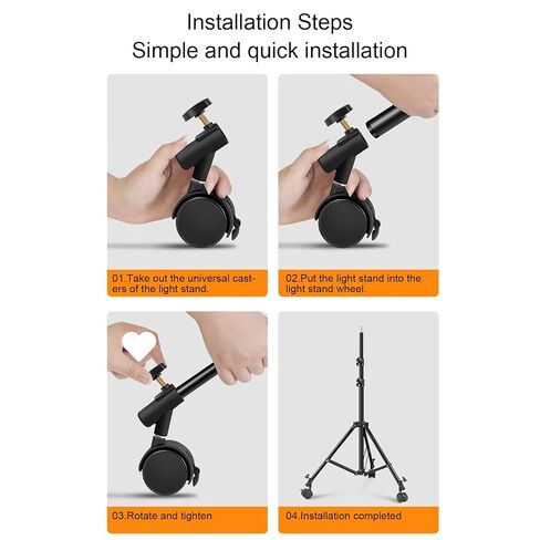 مجموعة عجلات حامل خفيفة مقاس 16 مم، 3 عجلات دوارة احترافية مجموعة عجلات حامل خفيفة مع فرامل لتسجيل فيديو الاستوديو in Kuwait