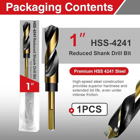 مثقاب 1 بوصة | ساق منخفضة عالية السرعة من الفولاذ HSS 4241 | ساق 1/2 بوصة، مطلية باللونين الأسود والذهبي للعوارض الهيكلية والألواح السميكة in Kuwait