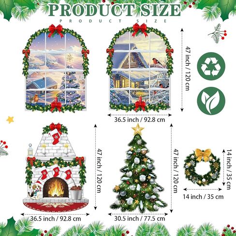 Irenare Christmas Wall Decor Fireplace Backdrop Decorations Photo Background Window Winter Christmas Tree Wreath Backdrop for Home Halloween Birthday Party Decor (Cute) in Kuwait