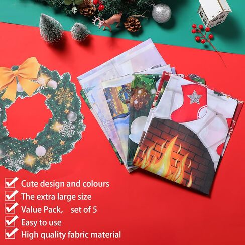 Irenare Christmas Wall Decor Fireplace Backdrop Decorations Photo Background Window Winter Christmas Tree Wreath Backdrop for Home Halloween Birthday Party Decor (Cute) in Kuwait