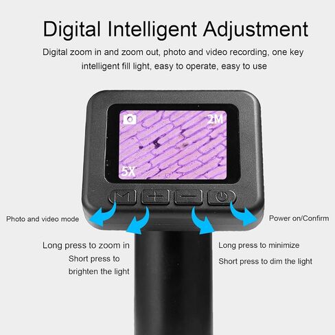 PUSOKEI Portable Digital Microscope, 50X-1000X Magnification Handheld Microscopes with 2 Inch LCD Screen, 8 Adjustable LED Lights, USB Microscope Camera for Kids & Adults in Kuwait