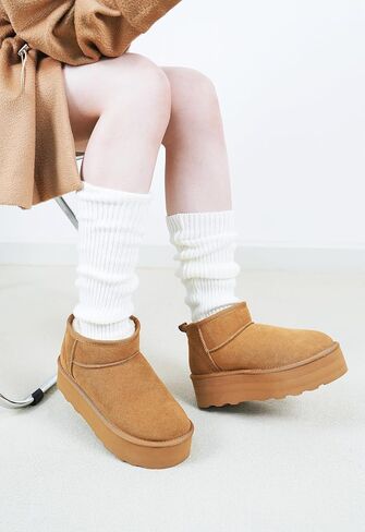 Women's Ultra Mini Platform Fashion Boot Classic Short Ankle Boot Cloud Warm Fur Lined Snow Boots Anti-Slip Winter Boots for Outdoor,Size:5-10.5 US in Kuwait