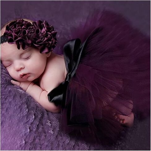 Newborn Photography Outfit Girls Pink Tutu with Headband, Newborn Outfits Baby Girls Photo Props Tutu Skirt in Saudi Arabia