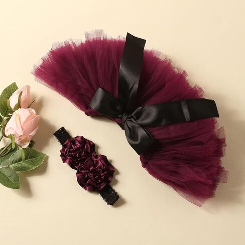 Newborn Photography Outfit Girls Pink Tutu with Headband, Newborn Outfits Baby Girls Photo Props Tutu Skirt in Saudi Arabia