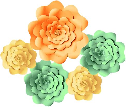 Wall Paper Flowers 3D Large Paper Flowers Decorations for DIY Wedding Bridal Shower Baby Girl Nursery Decor Kids Room Bedroom Flower Backdrop Party (Cream) in Saudi Arabia