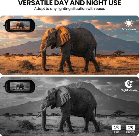 نظارات رؤية ليلية، مناظير للرؤية الليلية بالأشعة تحت الحمراء 4K للعرض في الظلام بنسبة 100% مع شاشة كبيرة عالية الدقة، تكبير رقمي 5X و7 IR، بطاقة TF 32 جيجا للصيد والتخييم ومشاهدة الطيور in Kuwait
