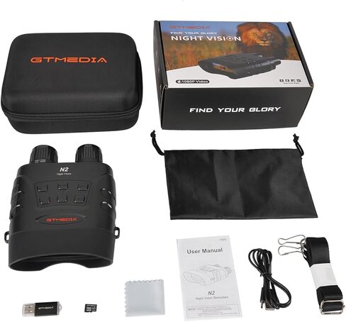 نظارات رؤية ليلية، مناظير للرؤية الليلية بالأشعة تحت الحمراء 4K للعرض في الظلام بنسبة 100% مع شاشة كبيرة عالية الدقة، تكبير رقمي 5X و7 IR، بطاقة TF 32 جيجا للصيد والتخييم ومشاهدة الطيور in Kuwait