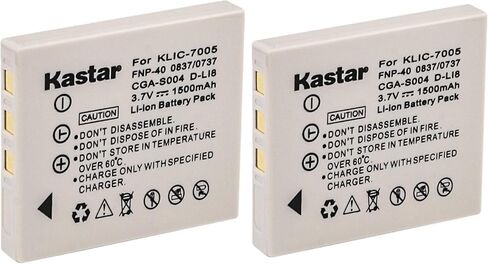Kastar Compatible Battery 2 Pack Replacement for KLIC-7005 CGA-S004 NP-40 DMW-BCB7 SLB-0737 SLB-0837 NP-40 D-Li8 Dli-102 NP-1 DE-992, BC-40, SBC-L5 in Saudi Arabia