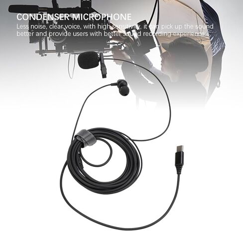 ميكروفون Ciciglow Lavalier، ميكروفون ذو طية صدر السترة، صوت واضح أقل ضوضاء مع مشبك، غطاء إسفنجي مقاوم للرياح، قابس من النوع C للهاتف الخلوي والكمبيوتر اللوحي 9.8 قدم in Kuwait