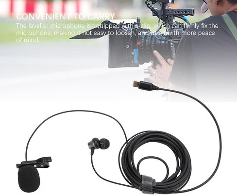 ميكروفون Ciciglow Lavalier، ميكروفون ذو طية صدر السترة، صوت واضح أقل ضوضاء مع مشبك، غطاء إسفنجي مقاوم للرياح، قابس من النوع C للهاتف الخلوي والكمبيوتر اللوحي 9.8 قدم in Kuwait