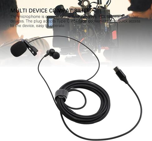 ميكروفون Ciciglow Lavalier، ميكروفون ذو طية صدر السترة، صوت واضح أقل ضوضاء مع مشبك، غطاء إسفنجي مقاوم للرياح، قابس من النوع C للهاتف الخلوي والكمبيوتر اللوحي 9.8 قدم in Kuwait