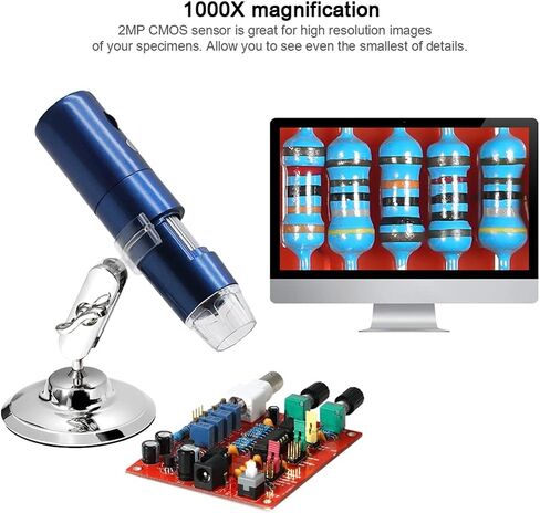 Wi-Fi Microscope Digital Microscopio Zoom Handheld LED Magnifier 1000X USB Charge Microscope for iOS/Android Phone Tablet (Color : Blue) (Black) (Black) in Saudi Arabia