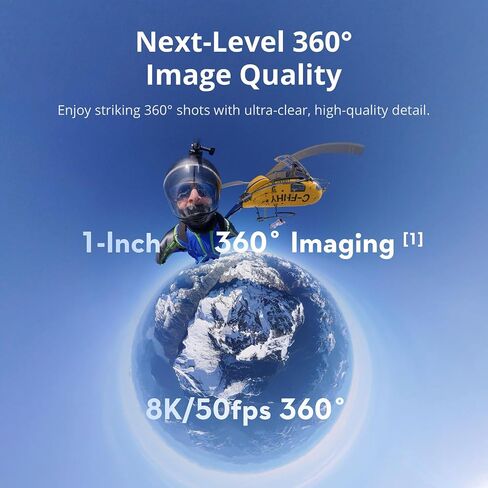 مجموعة DJI Osmo 360 القياسية، كاميرا 360 مع تصوير 360 درجة مقاس 1 بوصة، حزمة فيديو أصلية 8K 360 درجة مع بطاقة ذاكرة 128 جيجابايت، قارئ بطاقات + مجموعة ملحقات مكونة من 50 قطعة in Kuwait