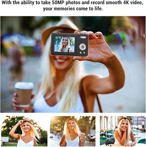 كاميرا رقمية بدقة 4K، وكاميرا تسجيل فيديو بدقة 50 ميجابكسل للتصوير الفوتوغرافي، وتكبير/تصغير 16x، وكاميرا رقمية للإشارة والتصوير الرجعية، وشاشة عالية الدقة مقاس 2.4 بوصة، مع ضوء ملء، وبطارية 800 مللي أمبير في الساعة (32 جيجابايت) in Saudi Arabia