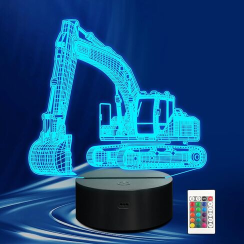 Monster Trucks Night Light for Boys, 3D LED Optical Illusion Lamp with Remote Control and Timer, Perfect Christmas and Birthday Gift Idea for Boys, Kids, and Teens in Kuwait