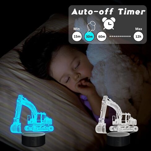 Monster Trucks Night Light for Boys, 3D LED Optical Illusion Lamp with Remote Control and Timer, Perfect Christmas and Birthday Gift Idea for Boys, Kids, and Teens in Kuwait
