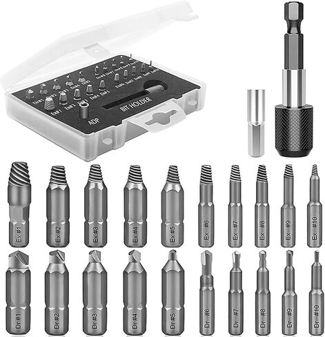 22Pcs Broken Screw Extractor Remover Set Easy Out Damaged Stripped Drill Bits in Saudi Arabia