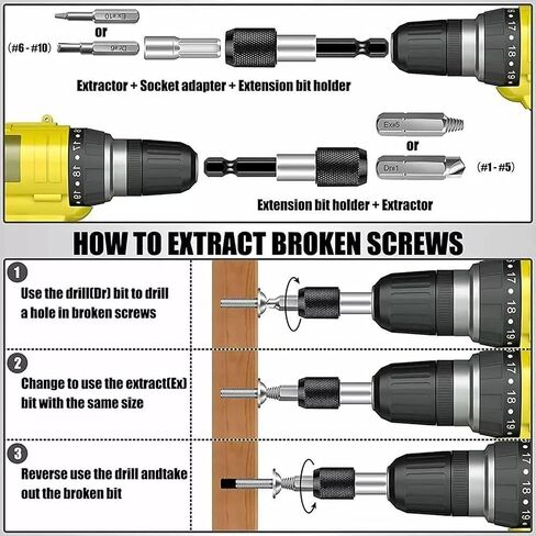 22Pcs Broken Screw Extractor Remover Set Easy Out Damaged Stripped Drill Bits in Saudi Arabia