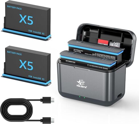 2800mAh Battery & Charger Set 2-Pack for Insta360 X5 – Fast Charge in Kuwait