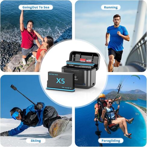 2800mAh Battery & Charger Set 2-Pack for Insta360 X5 – Fast Charge in Kuwait