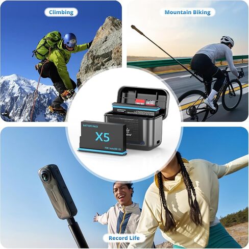 2800mAh Battery & Charger Set 2-Pack for Insta360 X5 – Fast Charge in Kuwait
