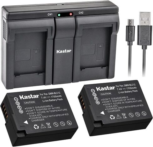 Kastar BLC12 2X Battery + USB Dual Charger Replacement for Panasonic DMW-BLC12, DMW-BLC12E, DMW-BLC12PP and Panasonic Lumix DMC-FZ200, DMC-FZ1000, DMC-G5, DMC-G6, DMC-GH2 Digital Cameras in Saudi Arabia