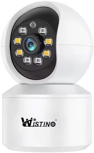 كاميرا Wistino 3mp داخلية WiFi للأمن مع تطبيق الهاتف، صورة ملونة، رؤية ليلية وأشعة تحت الحمراء، اكتشاف الحركة/الإنسان، صوت ثنائي الاتجاه، ضوء كشاف، إنذار/صافرة إنذار، قدرة التسجيل، تخزين سحابي in Kuwait