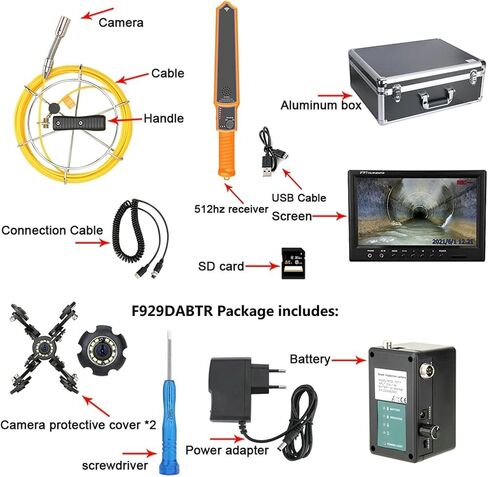 Borescope, Endoscope Camera Sewer Camera 512Hz Transmitter Sonde for Pipe Location Endoscope Camera 9"LCD DVR Screen Plumbing Borescope Inspection Camera Easy to Navigate in Saudi Arabia